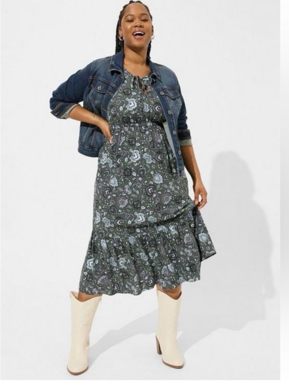 Torrid Paisley Midi Dress Flowy Lightweight 1x